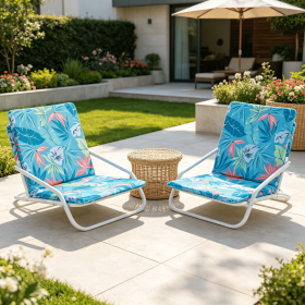 2-Pack Folding Beach Chairs with Sponge Padded Seat Comfortable Camping Outdoor Portable Furniture Set