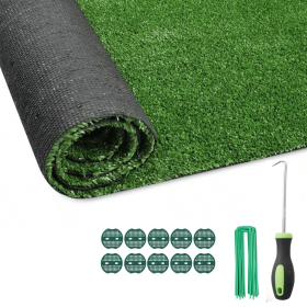 6FT*40FT Artificial Turf, Mat with Drainage Holes. Fake Grass with Rubber Backing, Ideal for Indoor/Outdoor Pet Areas, Garden, Lawn