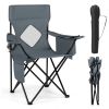Folding Camping Chair, Heavy-Duty Metal Frame Portable Outdoor Chair with Cup Holder