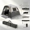 Gray Light-Blocking Outdoor Cabin Tent, Large 9x9ft Interior Windproof Rainfly Tent with Carry Bag Ground Stakes Ropes for Family Group Camping