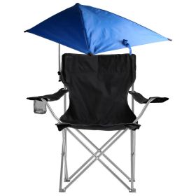 Foldable Beach Chair with Detachable Umbrella Armrest Adjustable Canopy Stool with Cup Holder Carry Bag for Camping Poolside Travel Picnic Lawn C (Option: Black)