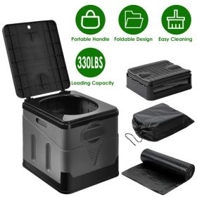 Multi-Function Foldable Portable Toilet, 5.3Gal Capacity, 330-LBS Loading PP Camping Toilet with Carry Bag, for Outdoor Activities & Indoor Emerg (Option: Black)