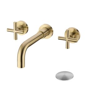 Wall Mounted Bathroom Sink Faucet with Pop-Up Drain (No Overflow) (Option: Default title)