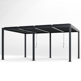 Pergola Modern Style With Adjustable Louvers For Outdoor Roof, Garden, Easy Assembly, Durable, Charcoal (Option: 12 X 16)