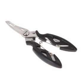 Luya Pliers Stainless Steel Curved Mouth Fish Line Scissors Multi-functional Clip Fish Line Sub Ring Opening Fishing Tools (Color: BLACK)