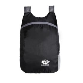 20L Unisex Lightweight Outdoor Backpack; Waterproof Folding Backpack; Casual Capacity Camping Bag For Travel Hiking Cycling Sport (Color: BLACK)