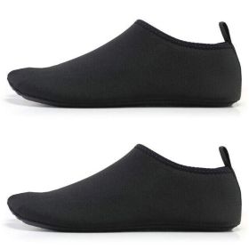 Water Shoes Men Women Skin Socks Aqua Surf Beach Yoga Swim Barefoot Quick-Dry (Color: Black No Stripe, size: L / Men 6 / Women 7)