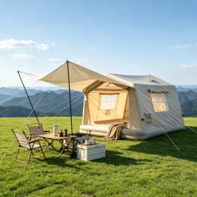 8 m ² Inflatable Tents for Camping with canopy, Blow Up Tent with Hand Pump, Easy Setup InflatableTent 4 Season Tent (Color: as Pic)