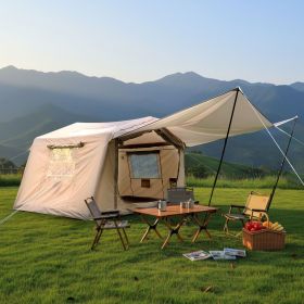 8 m ² Inflatable Tents for Camping with canopy, Blow Up Tent with Hand Pump, Easy Setup InflatableTent 4 Season Tent (Color: Beige)
