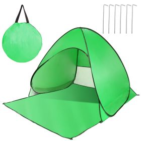 Pop Up Beach Tent Sun Shade Shelter Anti-UV Automatic Waterproof Tent Canopy for 2/3 Man w/ Net Window Storage Bag for Outdoor Beach Camping Fish (Color: Green)