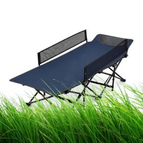 Portable Travel Kid Bed with Guardrail for Outdoor Indoor (Color: Navy, Type: Camping supplies)