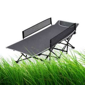 Portable Travel Kid Bed with Guardrail for Outdoor Indoor (Color: Gray, Type: Camping supplies)