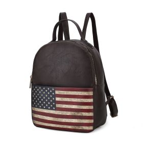 MKF Collection Briella Vegan Leather Women FLAG Backpack by Mia K (Color: Chocolate, material: Vegan Leather)