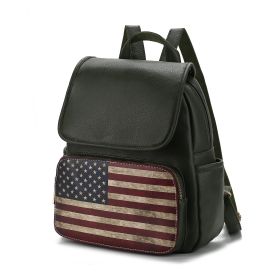 MKF Collection Regina Printed Flag Vegan Leather Women Backpack by Mia K (Color: Green, material: Vegan Leather)