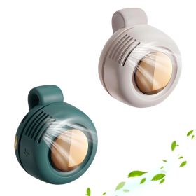 800mAH Mini Portable Silent Bladeless Fan Small Clip On Shirt Waist Adjustable Rotatable Camping Fan 3 Speed Type-C (Option: White and green)